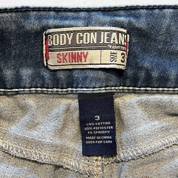 Body Con Jeans‎ Skinny Women's 3 Amethyst Low Rise 2 Buttons Medium Wash Stretch - Picture 3 of 8